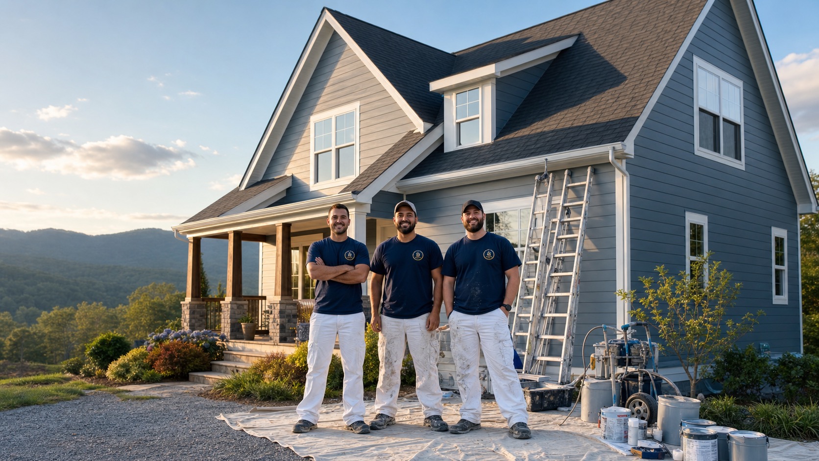 HB Pro Painting LLC crew after a completed house painting project in Hendersonville NC